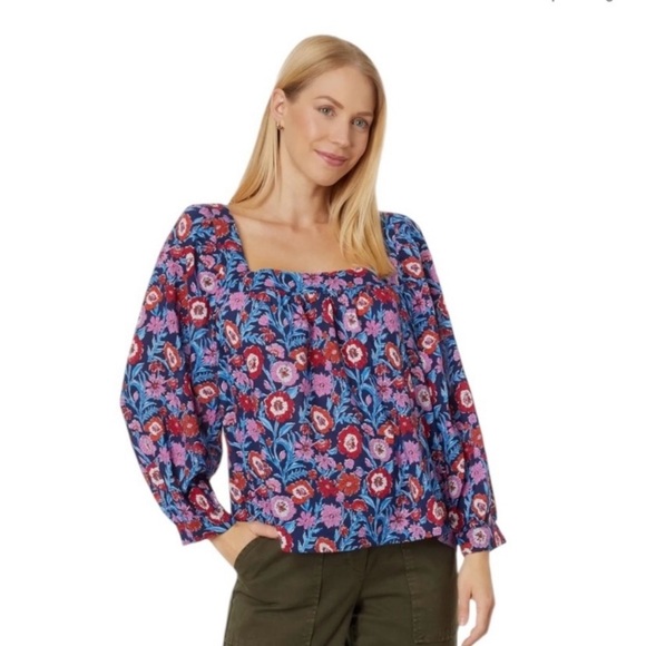 Vineyard Vines Tisbury Floral Long Sleeve Peasant Blouse NWT Sz-2X - Picture 3 of 6